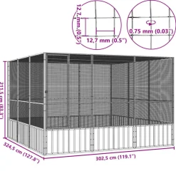 VIDAXL - Cage à oiseaux anthracite 302,5x324,5x211,5 cm acier galvanisé