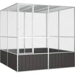 VIDAXL - Cage à oiseaux anthracite 213,5x217,5x211,5 cm acier galvanisé