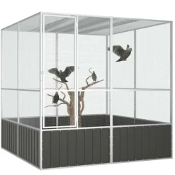 VIDAXL - Cage à oiseaux anthracite 213,5x217,5x211,5 cm acier galvanisé