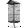 VIDAXL - Cage à oiseaux avec toit acier noir 66 x 66 x 155 cm