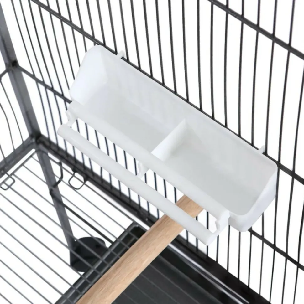 VIDAXL - Cage à oiseaux avec toit acier noir 66 x 66 x 155 cm