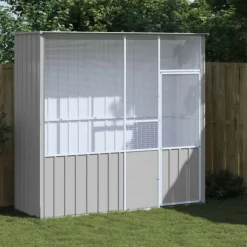 VIDAXL - Cage à oiseaux gris 215x78x200 cm acier galvanisé