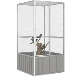 VIDAXL - Cage à oiseaux gris 111x107x211,5 cm acier galvanisé