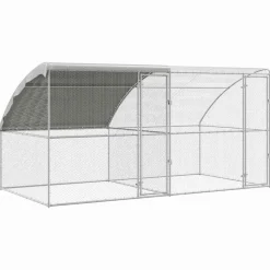 VIDAXL - Cage à poules argent 400 x 200 x 198.5 cm acier galvanisé