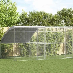 VIDAXL - Cage à poules argent 400 x 200 x 198.5 cm acier galvanisé