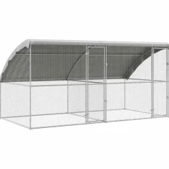 VIDAXL - Cage à poules argent 400 x 200 x 198.5 cm acier galvanisé