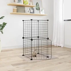 VIDAXL - Cage animaux de compagnie à 8 panneaux et porte noir 35x35 cm