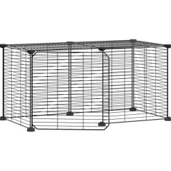 VIDAXL - Cage animaux de compagnie à 8 panneaux et porte noir 35x35 cm