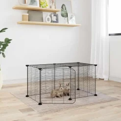 VIDAXL - Cage animaux de compagnie à 8 panneaux et porte noir 35x35 cm