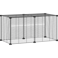 VIDAXL - Cage animaux de compagnie à 8 panneaux noir 35x35 cm acier