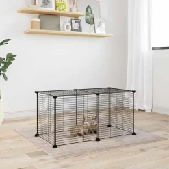 VIDAXL - Cage animaux de compagnie à 8 panneaux noir 35x35 cm acier