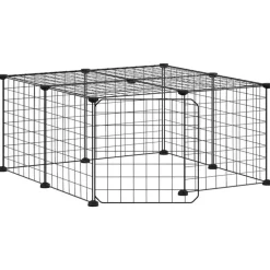 VIDAXL - Cage animaux de compagnie à 12 panneaux et porte noir 35x35 cm