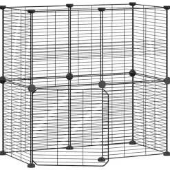 VIDAXL - Cage animaux de compagnie à 12 panneaux et porte noir 35x35 cm