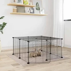 VIDAXL - Cage animaux de compagnie à 12 panneaux et porte noir 35x35 cm