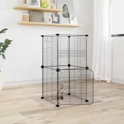 VIDAXL - Cage animaux de compagnie à 8 panneaux et porte noir 35x35 cm