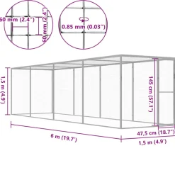VIDAXL - Cage pour chat 6x1,5x1,5 m acier galvanisé