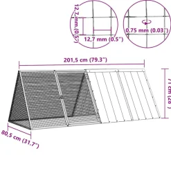 VIDAXL - Cage pour lapin anthracite 201,5x80,5x71 cm acier galvanisé