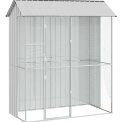 VIDAXL - Cage pour oiseaux gris 215 x 110 x 247 cm acier galvanisé