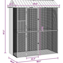 VIDAXL - Cage pour oiseaux gris 215 x 110 x 247 cm acier galvanisé
