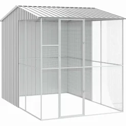 VIDAXL - Cage pour oiseaux gris 215 x 310 x 247 cm acier galvanisé