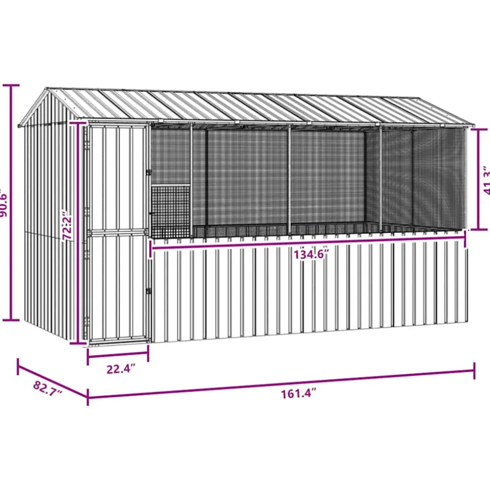 VIDAXL - Cage pour oiseaux anthracite 410 x 210 x 230 cm acier galvanisé
