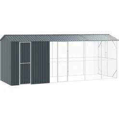 VIDAXL - Cage pour oiseaux anthracite 645 x 208 x 247 cm acier galvanisé