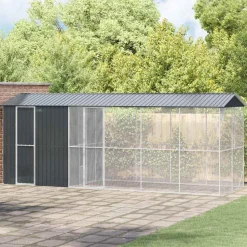 VIDAXL - Cage pour oiseaux anthracite 645 x 208 x 247 cm acier galvanisé