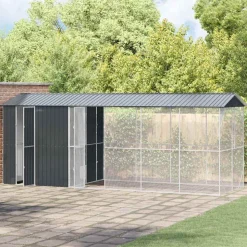 VIDAXL - Cage pour oiseaux anthracite 645 x 208 x 247 cm acier galvanisé