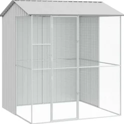 VIDAXL - Cage pour oiseaux gris 215 x 210 x 247 cm acier galvanisé