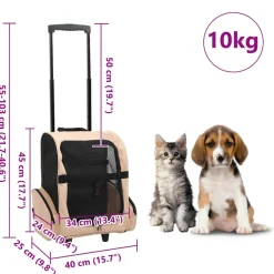 VIDAXL - Chariot polyvalent pliable pour animaux de compagnie beige