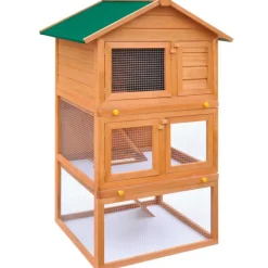 VIDAXL - Clapier d extérieur enclos pour petits animaux 3 niveaux bois
