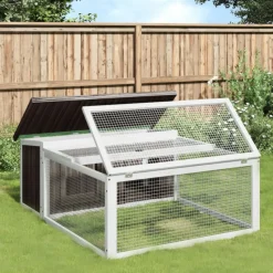 VIDAXL - Clapier gris 117,5x97x47,5 cm bois de pin massif