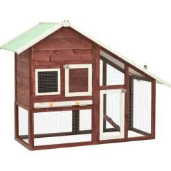 VIDAXL - Clapier moka et blanc 140x63x120 cm bois de sapin massif