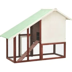 VIDAXL - Clapier moka et blanc 140x63x120 cm bois de sapin massif