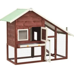 VIDAXL - Clapier moka et blanc 140x63x120 cm bois de sapin massif