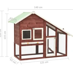 VIDAXL - Clapier moka et blanc 140x63x120 cm bois de sapin massif