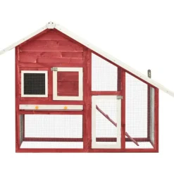 VIDAXL - Clapier rouge et blanc 140x63x120 cm bois de sapin massif