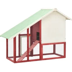 VIDAXL - Clapier rouge et blanc 140x63x120 cm bois de sapin massif