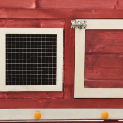 VIDAXL - Clapier rouge et blanc 140x63x120 cm bois de sapin massif