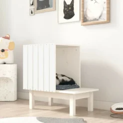 VIDAXL - Maison pour chat blanc 60x36x60 cm bois de pin massif