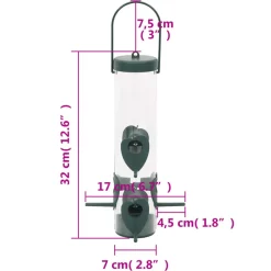 VIDAXL - Mangeoires pour oiseaux 3 pcs vert foncé 17x17x32 cm