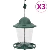 VIDAXL - Mangeoires pour oiseaux 3 pcs vert foncé 13x13x17 cm
