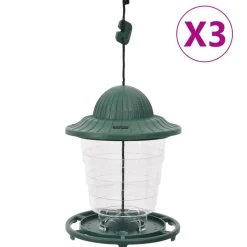 VIDAXL - Mangeoires pour oiseaux 3 pcs vert foncé 13x13x17 cm