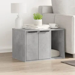 VIDAXL - Meuble de bac à litière pour chat gris béton bois d'ingénierie