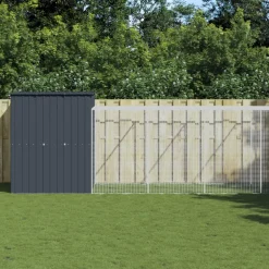 VIDAXL - Poulailler avec cour anthracite 165x659x181 cm acier galvanisé