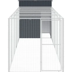 VIDAXL - Poulailler avec cour anthracite 165x659x181 cm acier galvanisé