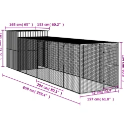 VIDAXL - Poulailler avec cour anthracite 165x659x181 cm acier galvanisé