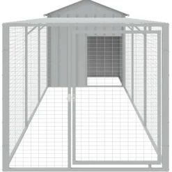 VIDAXL - Poulailler avec cour gris clair 117x405x123 cm acier galvanisé