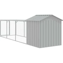 VIDAXL - Poulailler avec cour gris clair 117x405x123 cm acier galvanisé