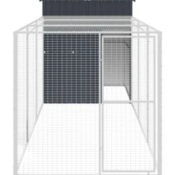 VIDAXL - Poulailler avec cour anthracite 165x455x181 cm acier galvanisé